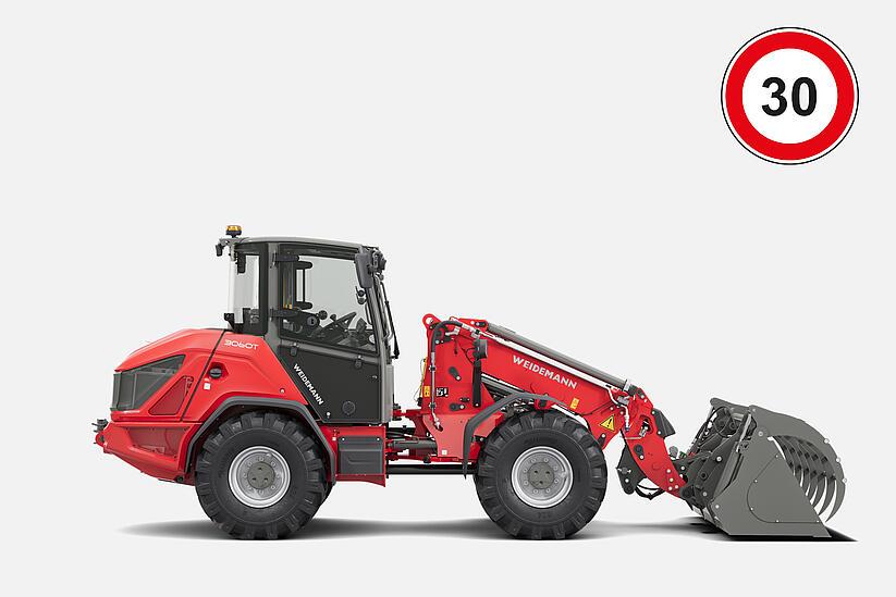 Weidemann telescopic wheel loader 3060T in studio, speed 30 km/h