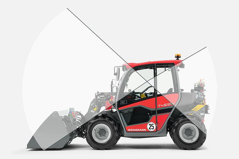 Weidemann telehandler T4512e all-round visibility, studio