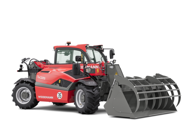 Weidemann telehandler T6025 with gripper bucket in studio