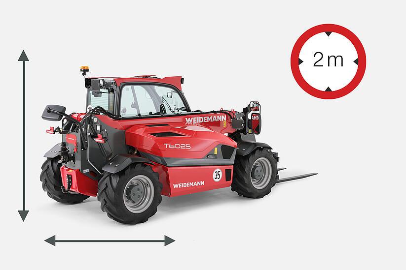 Weidemann telehandler T6025 in studio, 2x2 m class