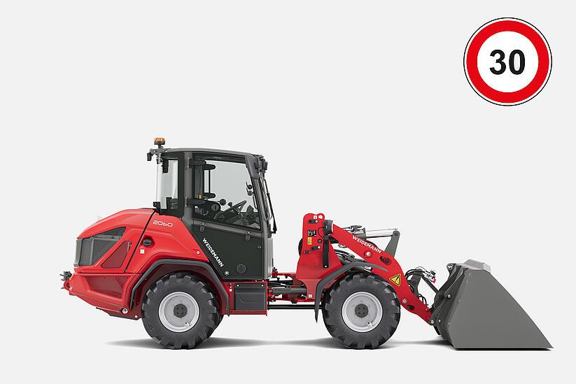 Weidemann wheel loader 2060 in studio, speed 30 km/h