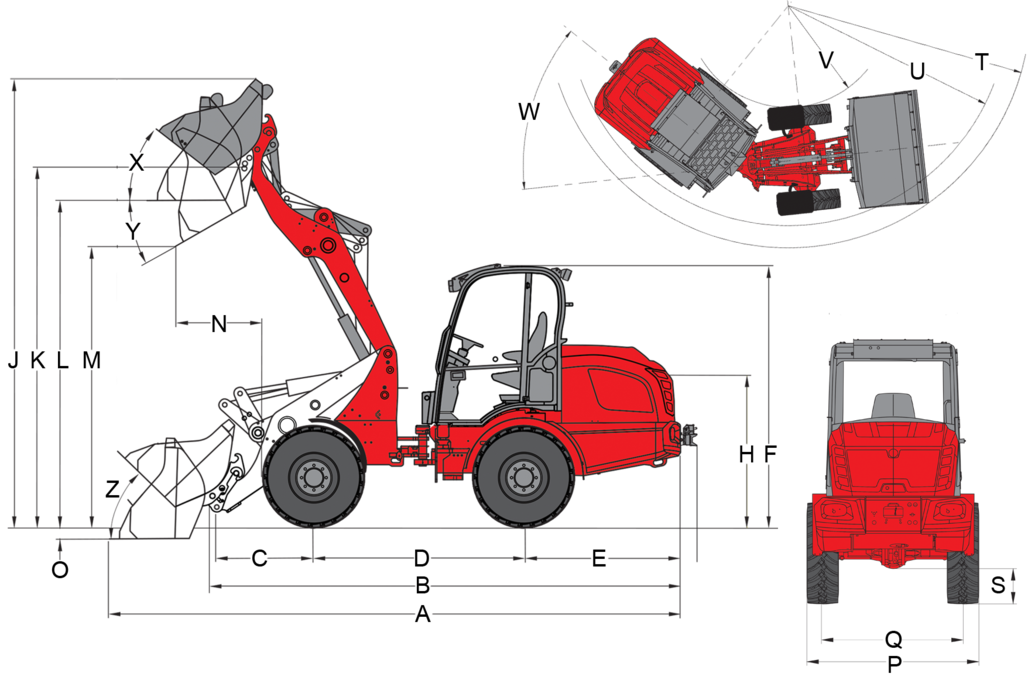 wheel loader 40er 50er dimension sketch