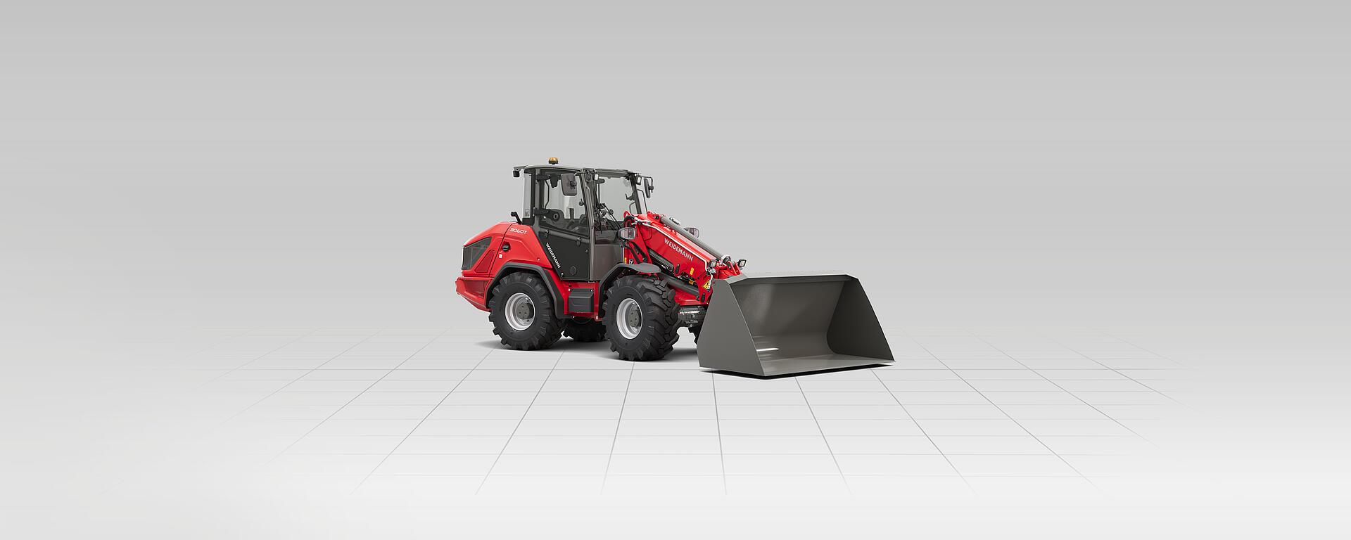 Weidemann telescopic wheel loader 3060T in studio with pallet fork