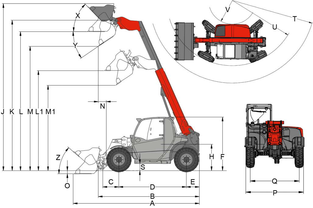 telehandler T5522 dimension sketch