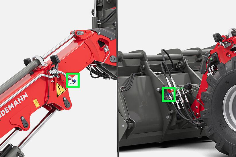 Weidemanntelescopic wheel loader 2060T, 3060T, 4060T in studio, Unpressurized return line including leakage oil line