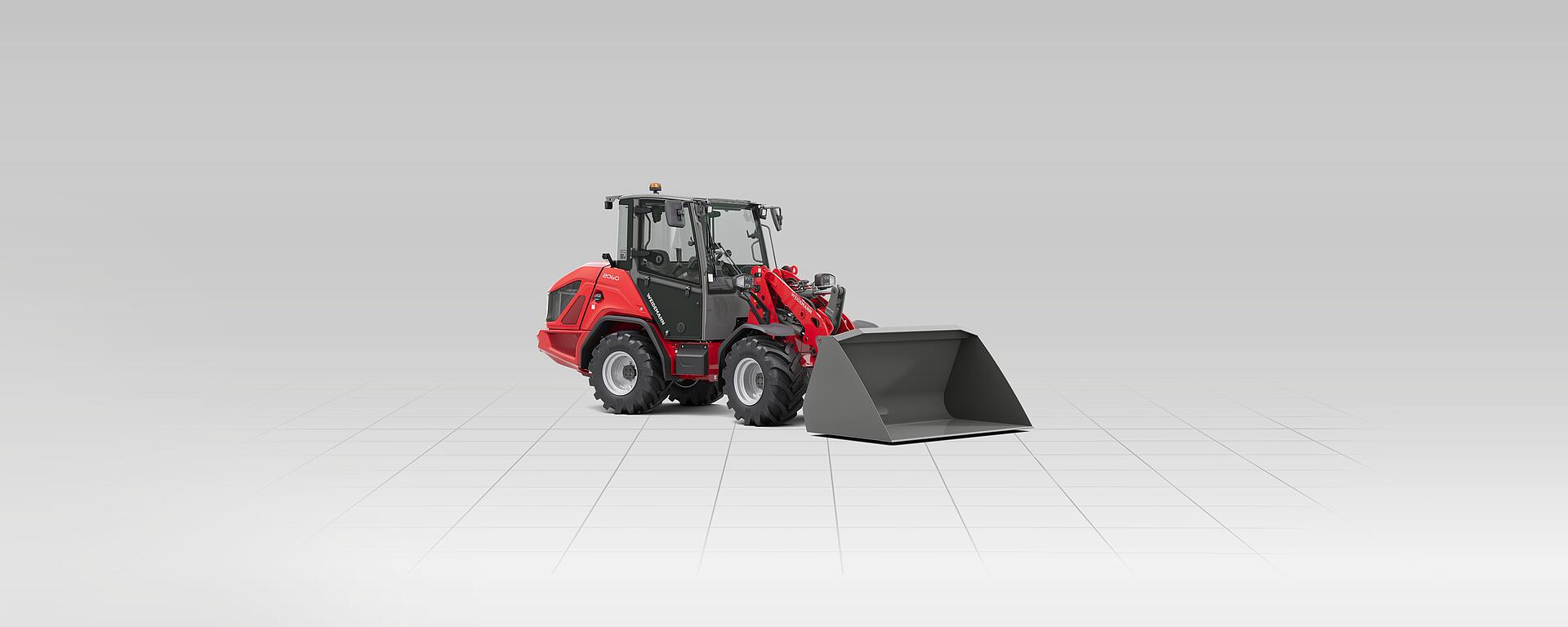 Weidemann wheel loader 2060 Overhead guard with light goods bucket, studio