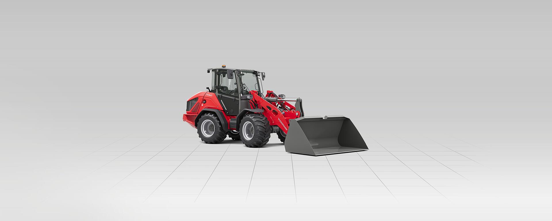 Weidemann wheel loader 4060 in studio with light good bucket