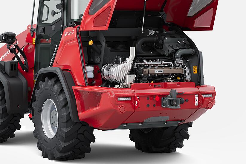 Weidemann wheel loader 3060 in studio, Engine transverse