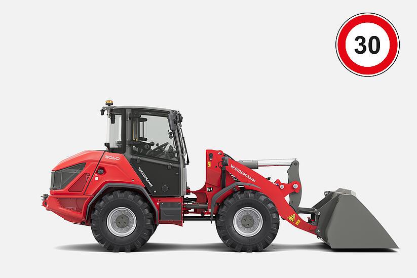 Weidemann wheel loader 3060 in studio, speed 30 km/h