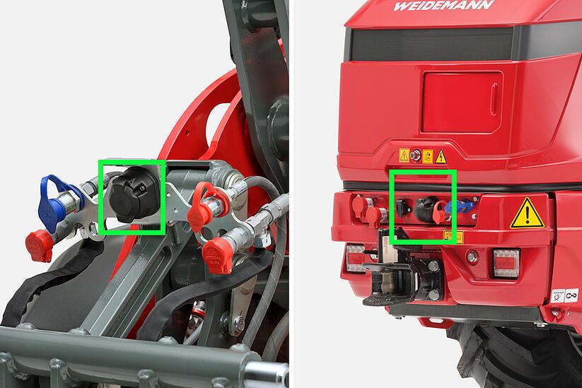 Weidemann Hoftrac 1390e electrical connections front and rear, studio