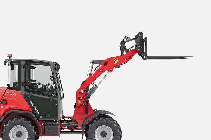 Weidemann wheel loader 2060 in studio, High lifting height