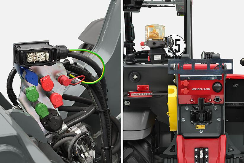 Weidemann telehandler T4512e electrical connections front and rear, studio