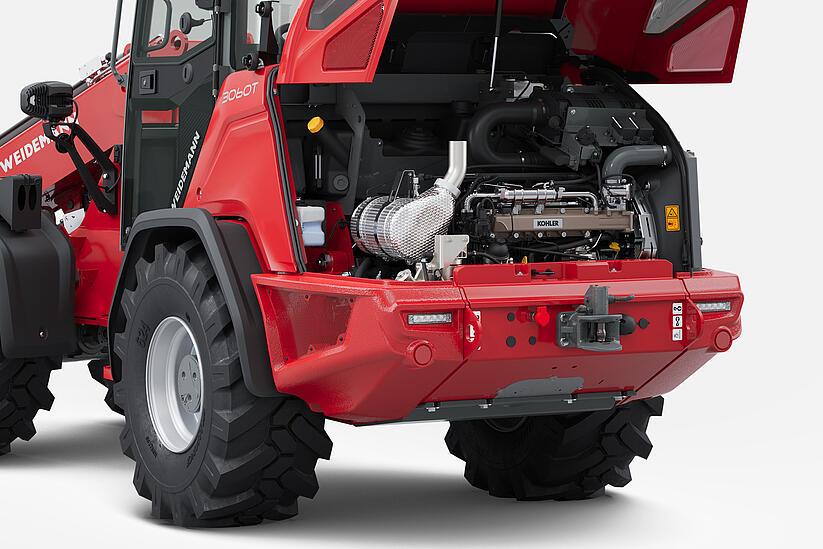 Weidemann telescopic wheel loader 3060T in studio, Engine transverse